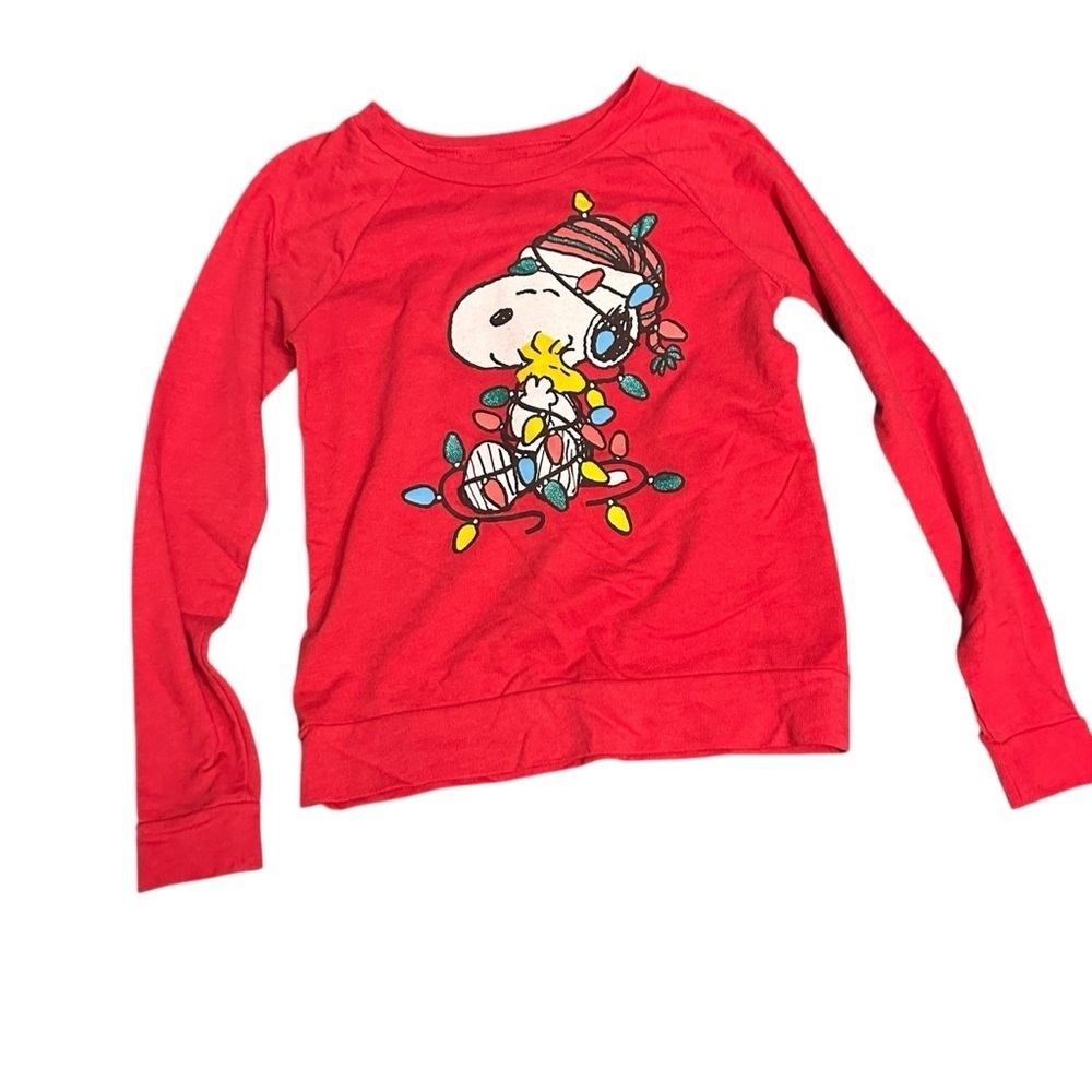 Peanuts Red Sweatshirt with Snoopy and Woodstock